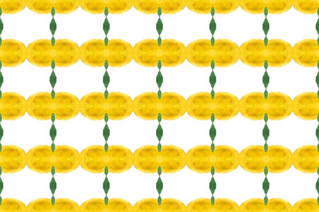 Watercolor seamless geometric pattern design illustration. Background texture. In yellow, green and white colors.の写真素材