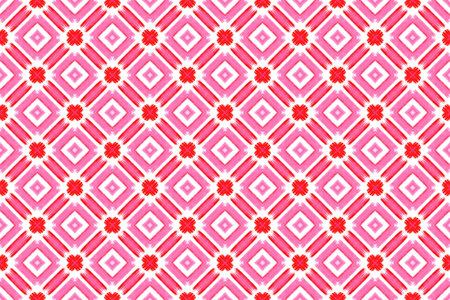 Watercolor seamless geometric pattern design illustration. Background texture. In red, pink and...