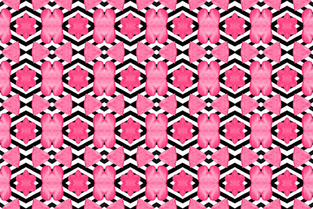 Watercolor seamless geometric pattern design illustration. Background texture. In black, white and...