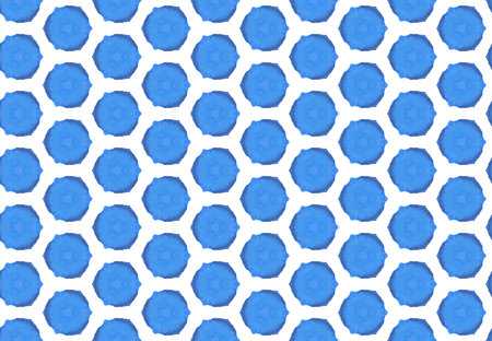 Watercolor seamless geometric pattern design illustration. Background texture. In blue and white...