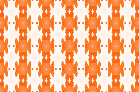 Watercolor seamless geometric pattern design illustration. Background texture. In orange and white...