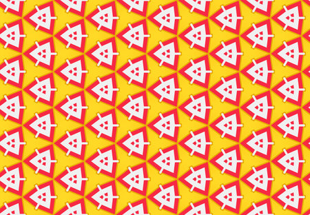 Seamless geometric pattern design illustration. Background texture. In red, yellow and white colors.