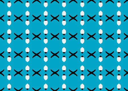 Seamless geometric pattern design illustration. Background texture. In blue, black and white colors.