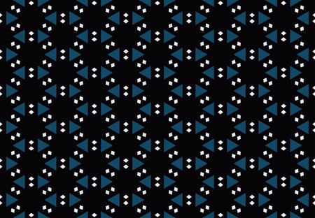 Seamless geometric pattern design illustration. Background texture. In black, blue and white colors.