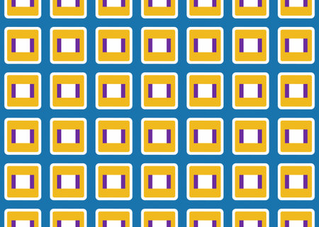 Seamless geometric pattern design illustration. Background texture. In blue, yellow, purple and...