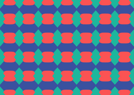 Seamless geometric pattern design illustration. Background texture. In blue and red colors.