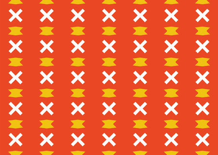 Seamless geometric pattern design illustration. Background texture. In red, yellow and white colors.