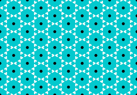 Seamless geometric pattern design illustration. Background texture. In blue, white and black colors.の写真素材