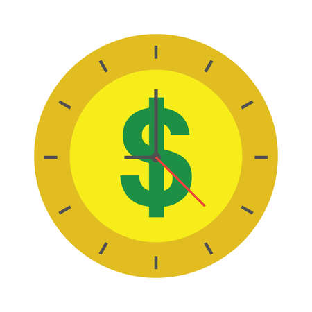 Vector icon concept of dollar coin clock time. Flat color.のイラスト素材