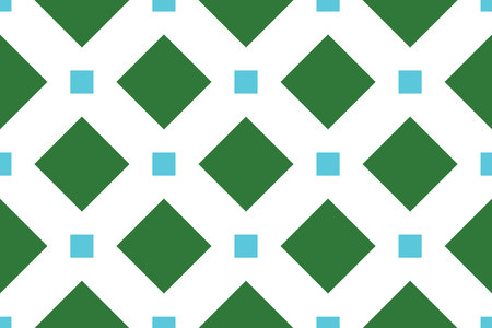 Seamless geometric pattern, texture or background vector in white, green and blue colors.