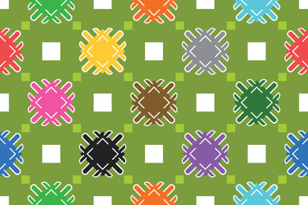 Seamless geometric pattern, texture or background vector in green, blue, red, pink, purple, black,...