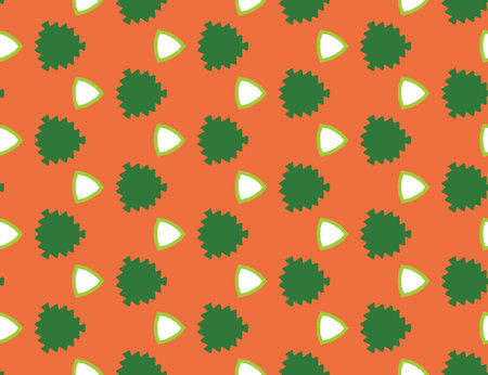 Seamless geometric pattern, texture or background vector in orange, green and white colors.