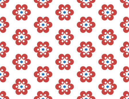 Seamless geometric pattern, texture or background vector in red, blue and white colors.のイラスト素材