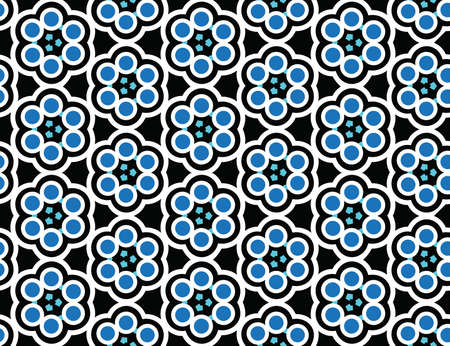 Seamless geometric pattern, texture or background vector in blue, black and white colors.のイラスト素材