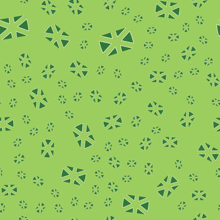 Seamless pattern texture background with geometric shapes, colored and rotated in different sizes in green and white colors.のイラスト素材