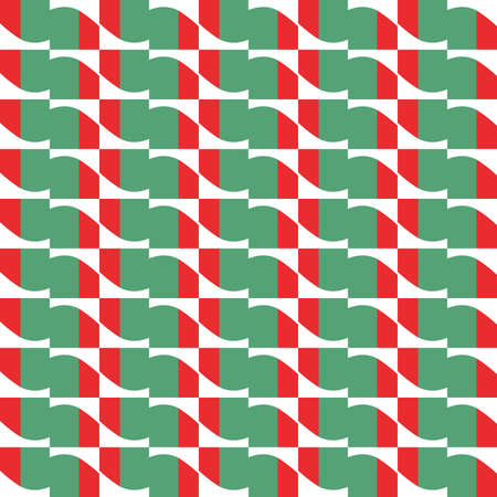 Seamless pattern texture vector background with geometric shapes, colored in green, red and white colors.のイラスト素材