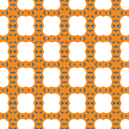 Vector seamless pattern texture background with geometric shapes, colored in white, orange and blue colors.のイラスト素材