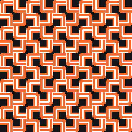 Vector seamless pattern texture background with geometric shapes, colored in black, orange and white colors.のイラスト素材