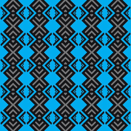 Vector seamless pattern texture background with geometric shapes, colored in blue, grey and black...