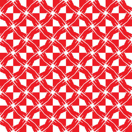 Vector seamless pattern texture background with geometric shapes, colored in red and white colors.のイラスト素材