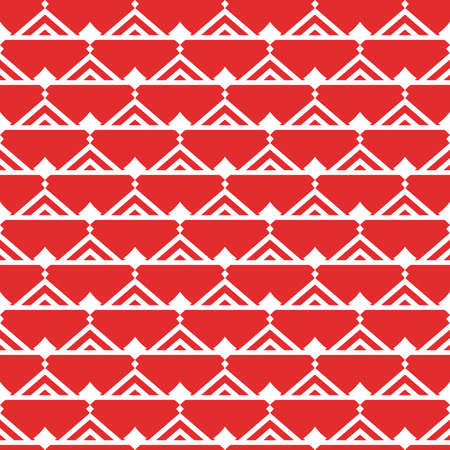Vector seamless pattern texture background with geometric shapes, colored in red and white colors.のイラスト素材