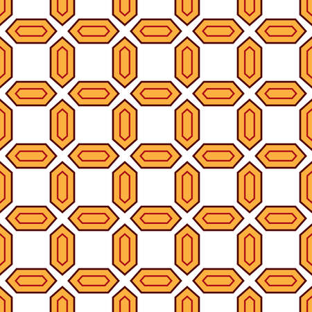 Vector seamless pattern texture background with geometric shapes, colored in yellow, red, brown and white colors.のイラスト素材