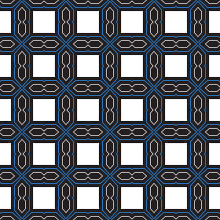 Vector seamless pattern texture background with geometric shapes, colored in black, blue and white colors.のイラスト素材