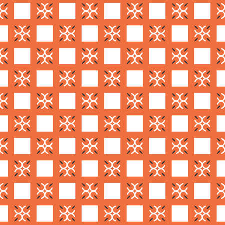Vector seamless pattern texture background with geometric shapes, colored in orange, white and black colors.のイラスト素材