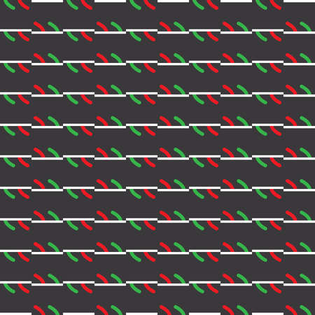 Vector seamless pattern texture background with geometric shapes, colored in black, green, red and white colors.のイラスト素材