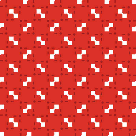 Vector seamless pattern texture background with geometric shapes, colored in red and white colors.のイラスト素材