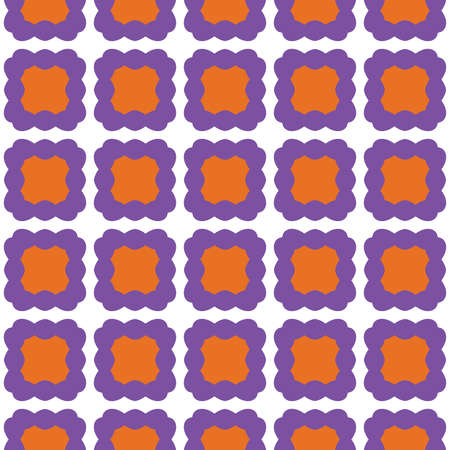 Vector seamless pattern texture background with geometric shapes, colored in purple, orange and white colors.のイラスト素材
