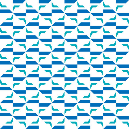 Vector seamless pattern texture background with geometric shapes, colored in blue and white colors.