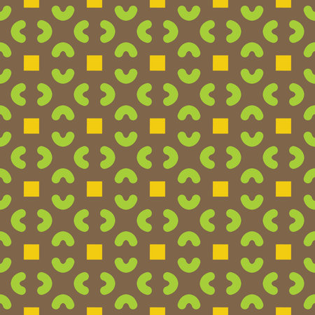 Vector seamless pattern texture background with geometric shapes, colored in brown, green and yellow...