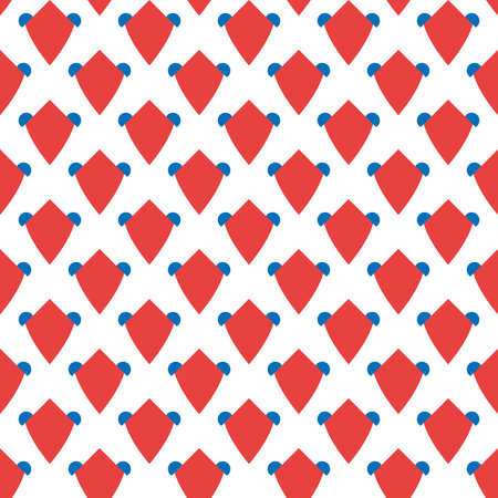 Vector seamless pattern texture background with geometric shapes, colored in red, blue and white...