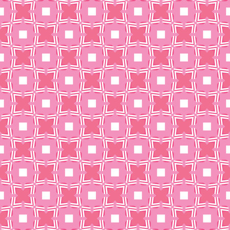 Vector seamless pattern texture background with geometric shapes, colored in pink and white colors.