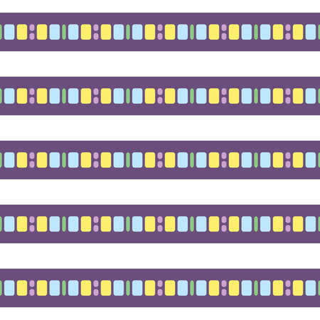 Vector seamless pattern texture background with geometric shapes, colored in purple, violet, blue, yellow, green and white colors.のイラスト素材