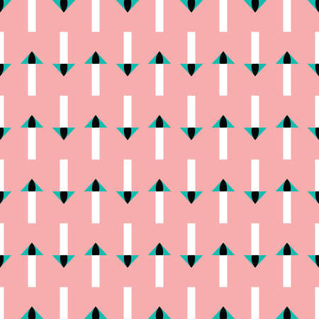 Vector seamless pattern texture background with geometric shapes, colored in pink, green and black colors.のイラスト素材