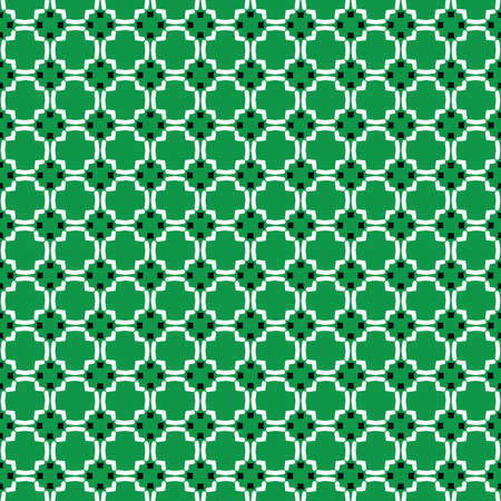 Vector seamless pattern texture background with geometric shapes, colored in green, white and black colors.のイラスト素材