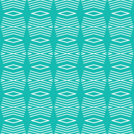 Vector seamless pattern texture background with geometric shapes, colored in light sea green and white colors.のイラスト素材