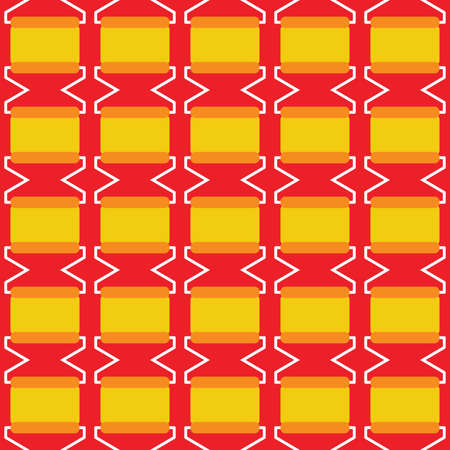 Vector seamless pattern texture background with geometric shapes, colored in red, orange, yellow and white colors.のイラスト素材