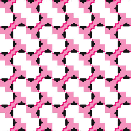 Vector seamless pattern texture background with geometric shapes, colored in pink, white, red and black colors.のイラスト素材