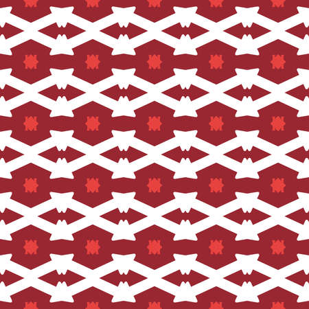 Vector seamless pattern texture background with geometric shapes, colored in red and white colors.のイラスト素材