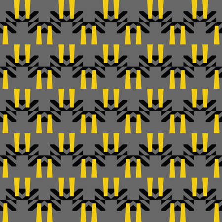 Vector seamless pattern texture background with geometric shapes, colored in black, grey and yellow colors.のイラスト素材