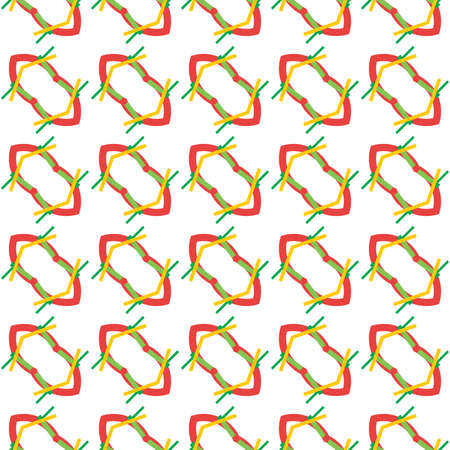 Vector seamless pattern texture background with geometric shapes, colored in white, red, yellow and green colors.のイラスト素材