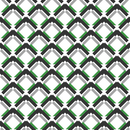 Vector seamless pattern texture background with geometric shapes, colored in black, grey, green and white colors.のイラスト素材