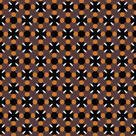 Vector seamless pattern texture background with geometric shapes, colored in brown, black, orange and white colors.のイラスト素材