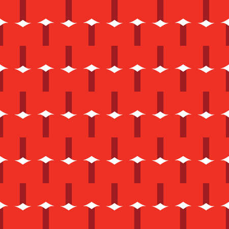 Vector seamless pattern texture background with geometric shapes, colored in red and white colors.のイラスト素材