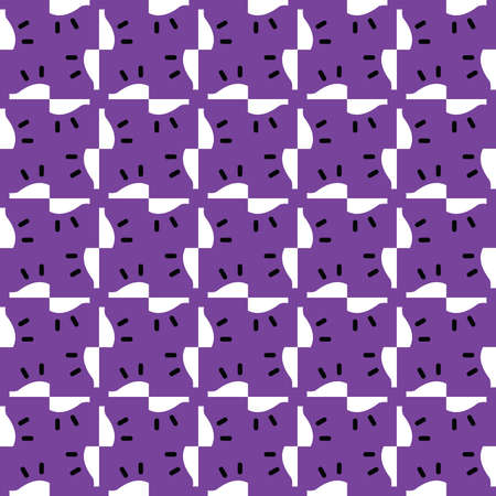 Vector seamless pattern texture background with geometric shapes, colored in purple, white and black colors.のイラスト素材