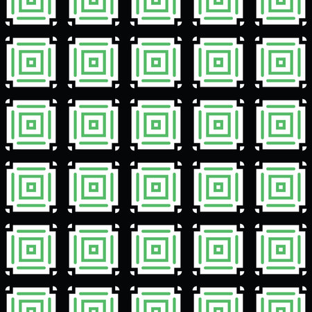 Vector seamless pattern texture background with geometric shapes, colored in black, green and white...