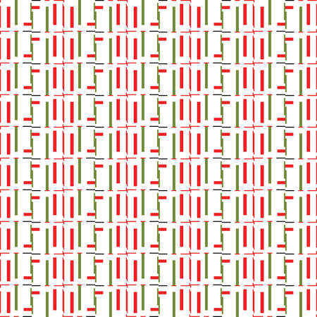 Vector seamless pattern texture background with geometric shapes, colored in green, red, black and white colors.のイラスト素材